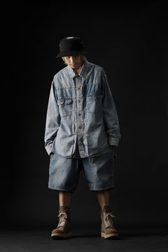 Load image into Gallery viewer, mastermind WORLD LIGHT OZ SELVEDGE DENIM SHIRT / SPECIAL WATER REPELLENT (INDIGO)