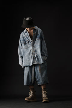 Load image into Gallery viewer, mastermind WORLD LIGHT OZ SELVEDGE DENIM SHIRT / SPECIAL WATER REPELLENT (INDIGO)