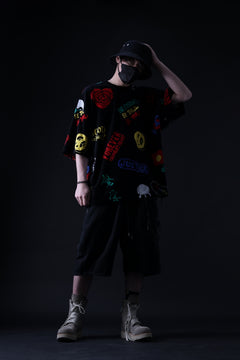 Load image into Gallery viewer, mastermind JAPAN LIGHT OZ SELVEDGE DENIM WORK SHORTS / SPECIAL WATER REPELLENT (BLACK)