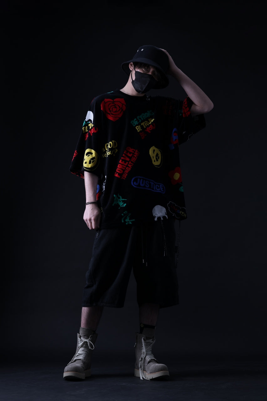 Load image into Gallery viewer, mastermind JAPAN LIGHT OZ SELVEDGE DENIM WORK SHORTS / SPECIAL WATER REPELLENT (BLACK)