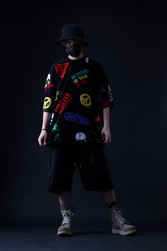 Load image into Gallery viewer, mastermind JAPAN LIGHT OZ SELVEDGE DENIM WORK SHORTS / SPECIAL WATER REPELLENT (BLACK)