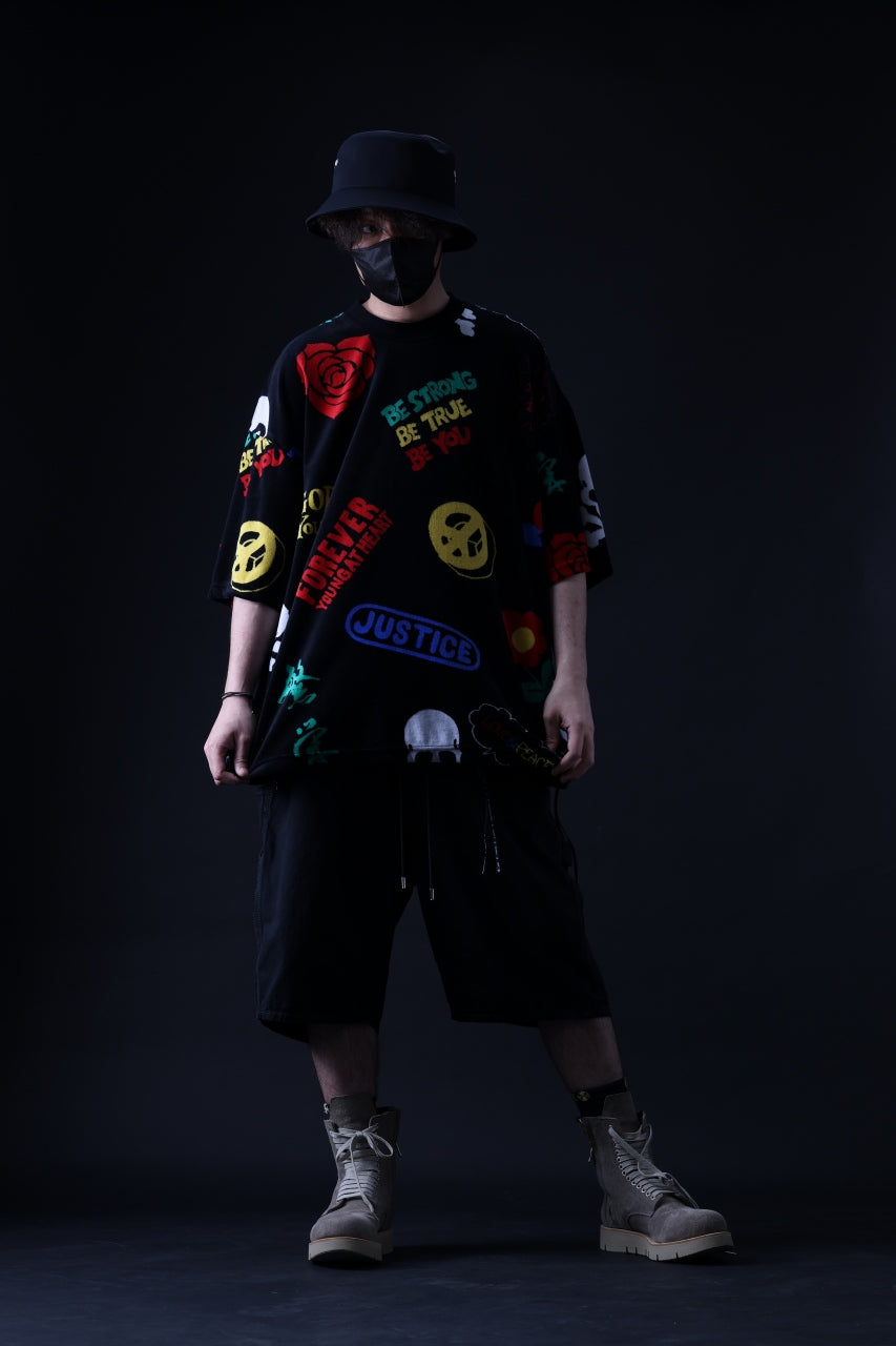 Load image into Gallery viewer, mastermind JAPAN LIGHT OZ SELVEDGE DENIM WORK SHORTS / SPECIAL WATER REPELLENT (BLACK)