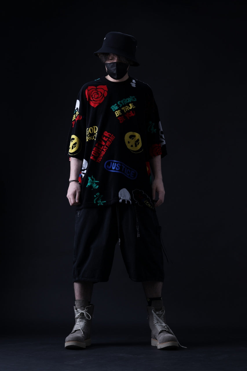 Load image into Gallery viewer, mastermind JAPAN LIGHT OZ SELVEDGE DENIM WORK SHORTS / SPECIAL WATER REPELLENT (BLACK)