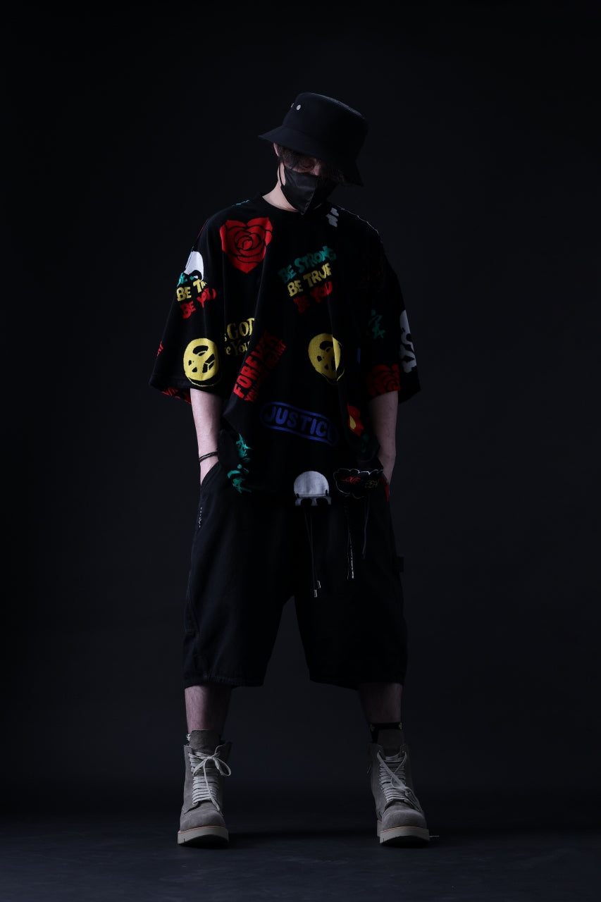 Load image into Gallery viewer, mastermind JAPAN LIGHT OZ SELVEDGE DENIM WORK SHORTS / SPECIAL WATER REPELLENT (BLACK)