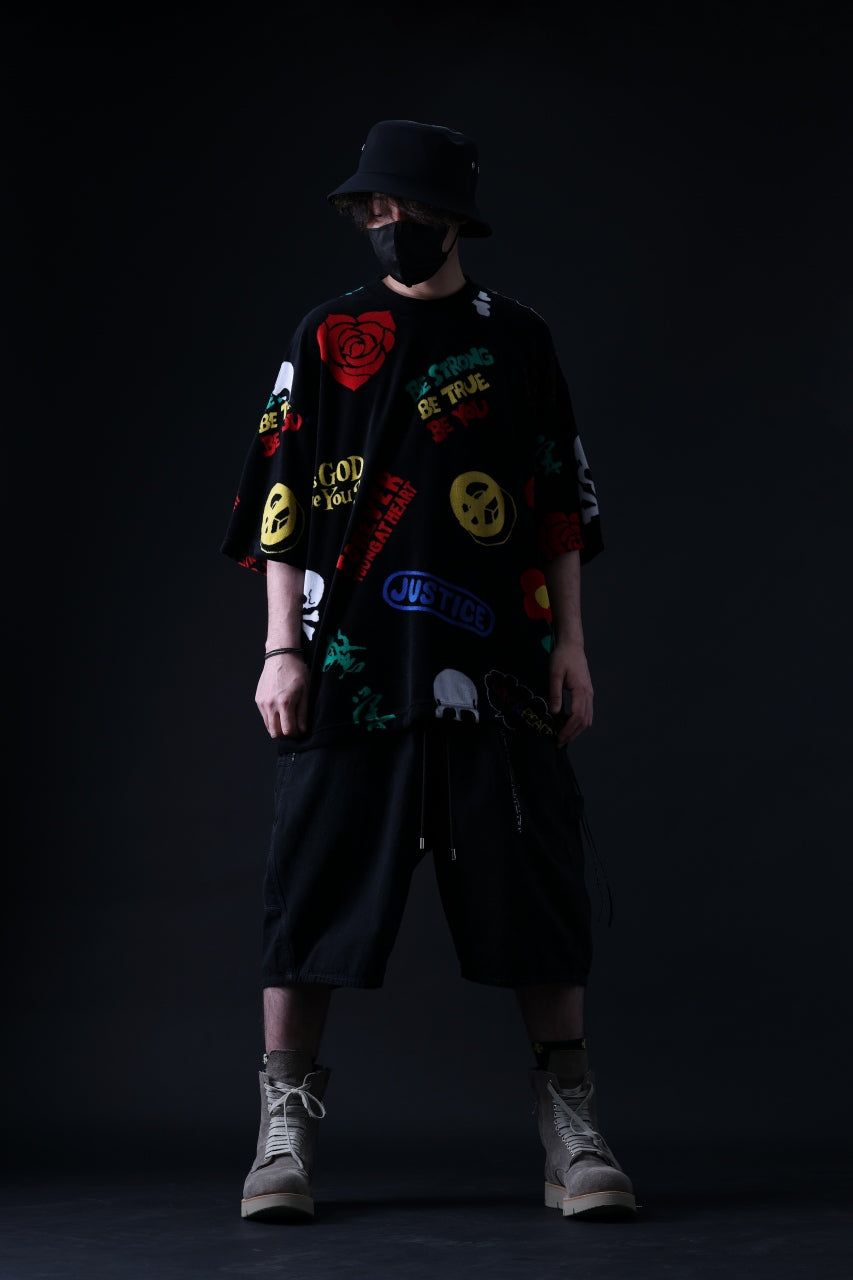 Load image into Gallery viewer, mastermind JAPAN LIGHT OZ SELVEDGE DENIM WORK SHORTS / SPECIAL WATER REPELLENT (BLACK)