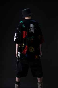 Load image into Gallery viewer, mastermind JAPAN LIGHT OZ SELVEDGE DENIM WORK SHORTS / SPECIAL WATER REPELLENT (BLACK)