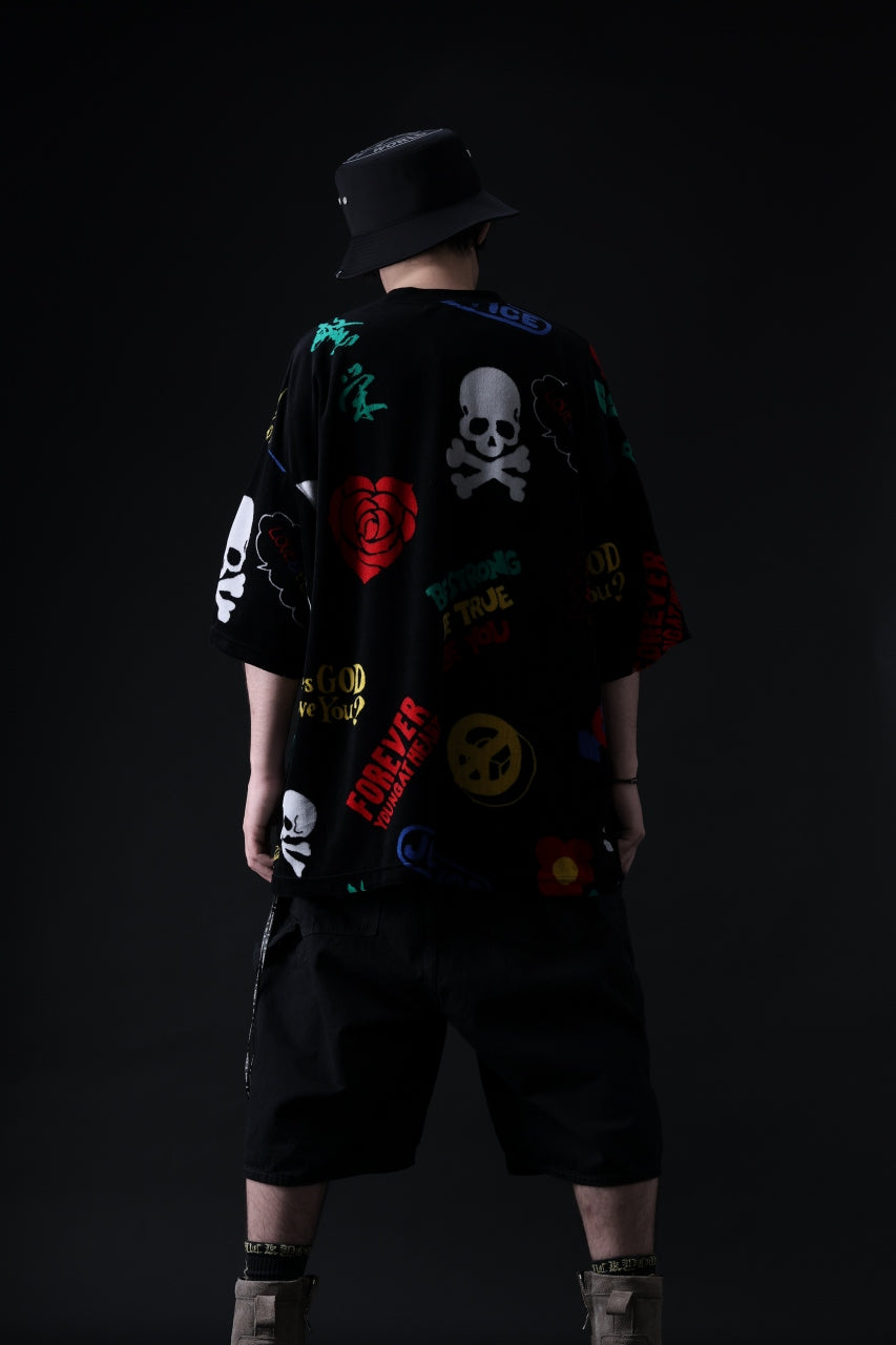 Load image into Gallery viewer, mastermind JAPAN LIGHT OZ SELVEDGE DENIM WORK SHORTS / SPECIAL WATER REPELLENT (BLACK)