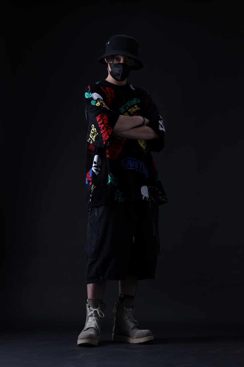 Load image into Gallery viewer, mastermind JAPAN LIGHT OZ SELVEDGE DENIM WORK SHORTS / SPECIAL WATER REPELLENT (BLACK)