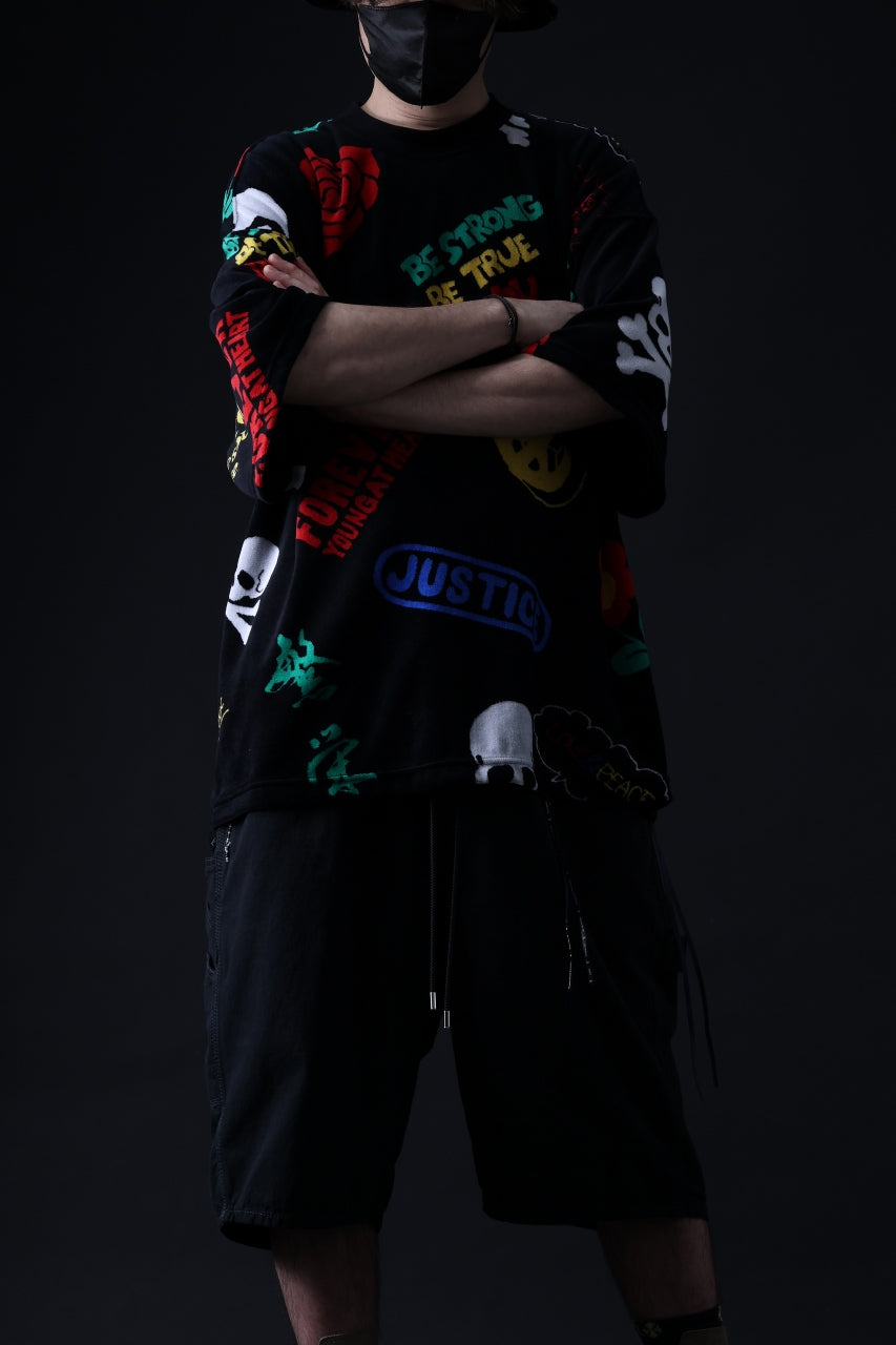 Load image into Gallery viewer, mastermind JAPAN LIGHT OZ SELVEDGE DENIM WORK SHORTS / SPECIAL WATER REPELLENT (BLACK)