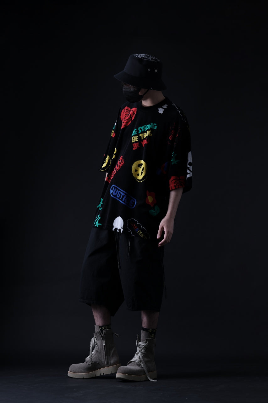 Load image into Gallery viewer, mastermind JAPAN LIGHT OZ SELVEDGE DENIM WORK SHORTS / SPECIAL WATER REPELLENT (BLACK)