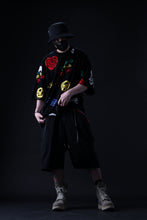 Load image into Gallery viewer, mastermind JAPAN LIGHT OZ SELVEDGE DENIM WORK SHORTS / SPECIAL WATER REPELLENT (BLACK)