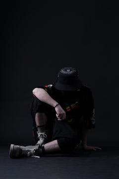 Load image into Gallery viewer, mastermind JAPAN LIGHT OZ SELVEDGE DENIM WORK SHORTS / SPECIAL WATER REPELLENT (BLACK)