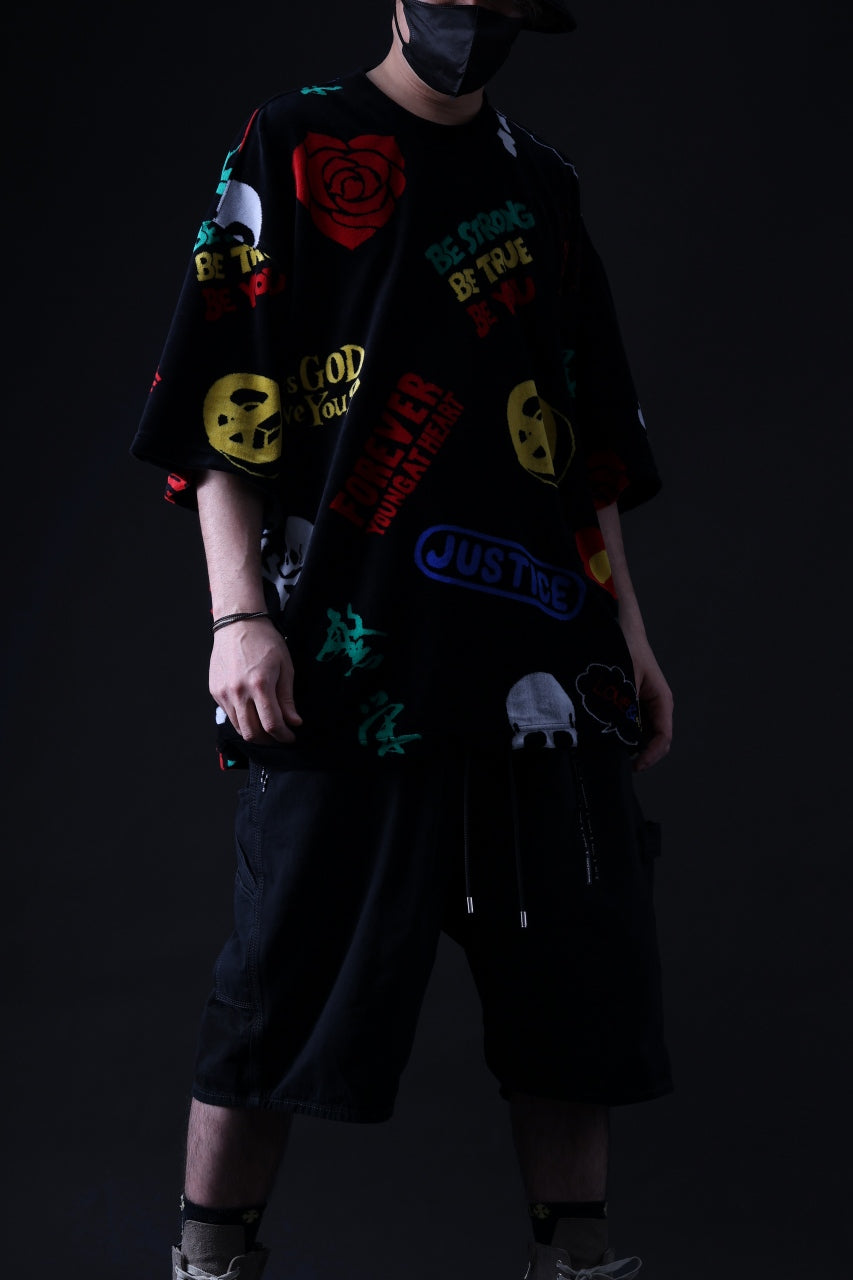 Load image into Gallery viewer, mastermind JAPAN LIGHT OZ SELVEDGE DENIM WORK SHORTS / SPECIAL WATER REPELLENT (BLACK)