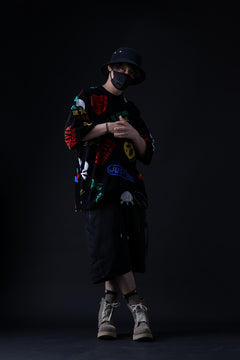 Load image into Gallery viewer, mastermind JAPAN LIGHT OZ SELVEDGE DENIM WORK SHORTS / SPECIAL WATER REPELLENT (BLACK)