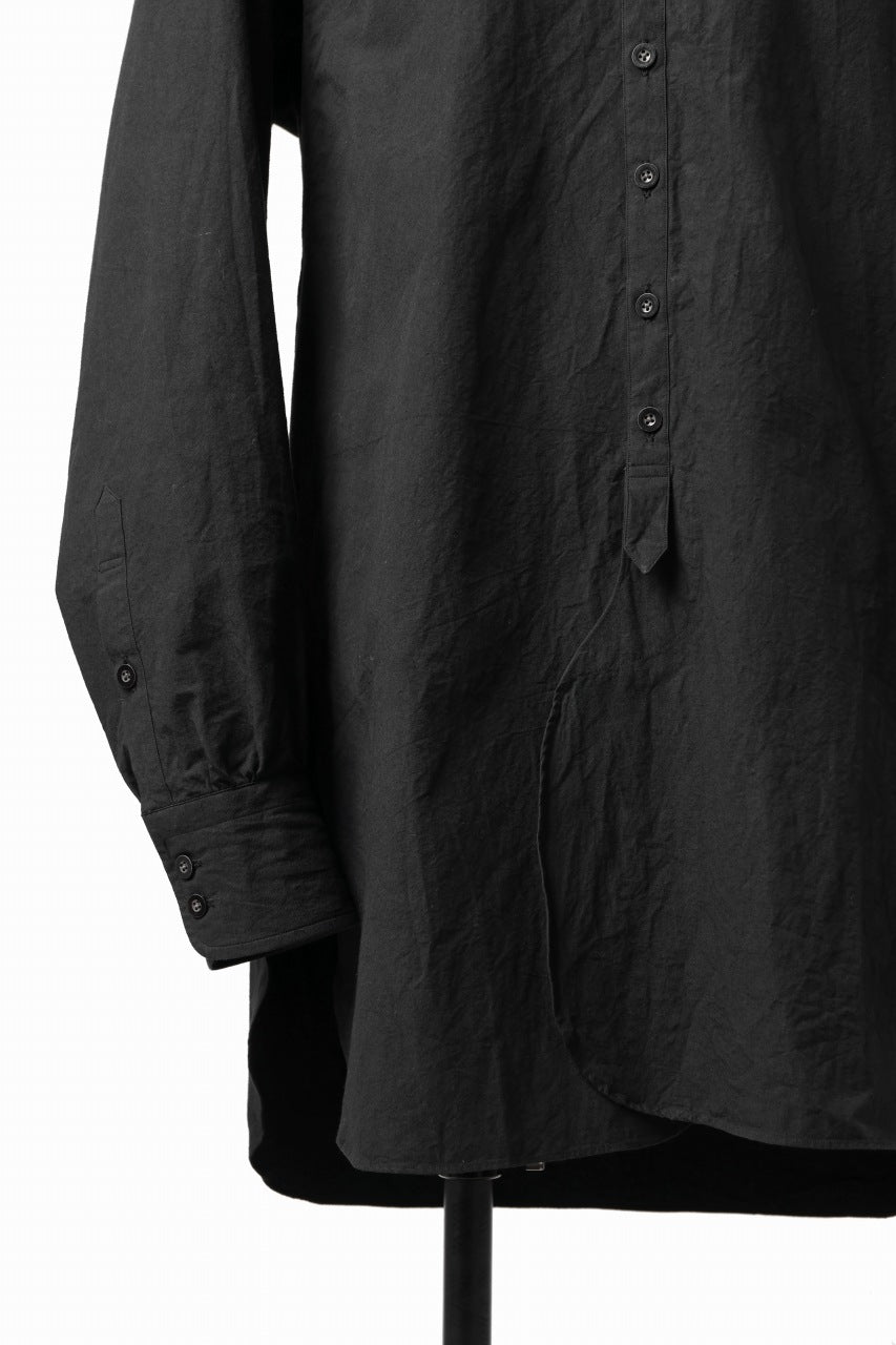 画像をギャラリービューアに読み込む, KLASICA BAND COLLAR FINE STITCHED SHIRT / HAND DYED COTTON-LINEN (BLACK)