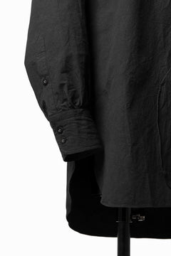 画像をギャラリービューアに読み込む, KLASICA BAND COLLAR FINE STITCHED SHIRT / HAND DYED COTTON-LINEN (BLACK)