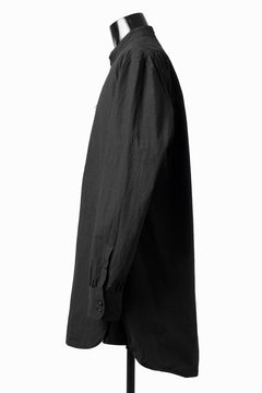 画像をギャラリービューアに読み込む, KLASICA BAND COLLAR FINE STITCHED SHIRT / HAND DYED COTTON-LINEN (BLACK)