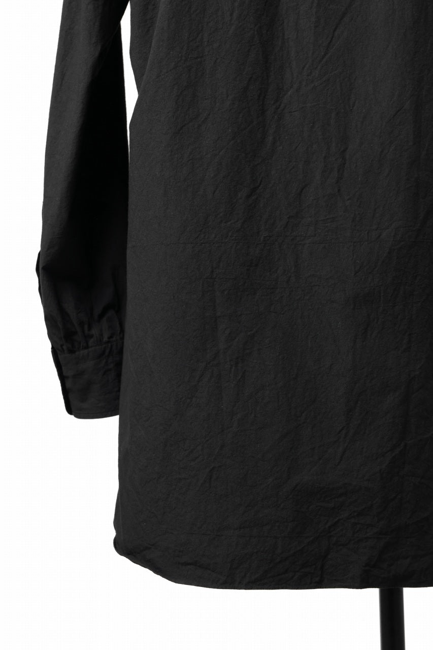 画像をギャラリービューアに読み込む, KLASICA BAND COLLAR FINE STITCHED SHIRT / HAND DYED COTTON-LINEN (BLACK)