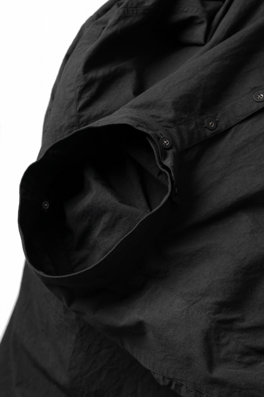 画像をギャラリービューアに読み込む, KLASICA BAND COLLAR FINE STITCHED SHIRT / HAND DYED COTTON-LINEN (BLACK)