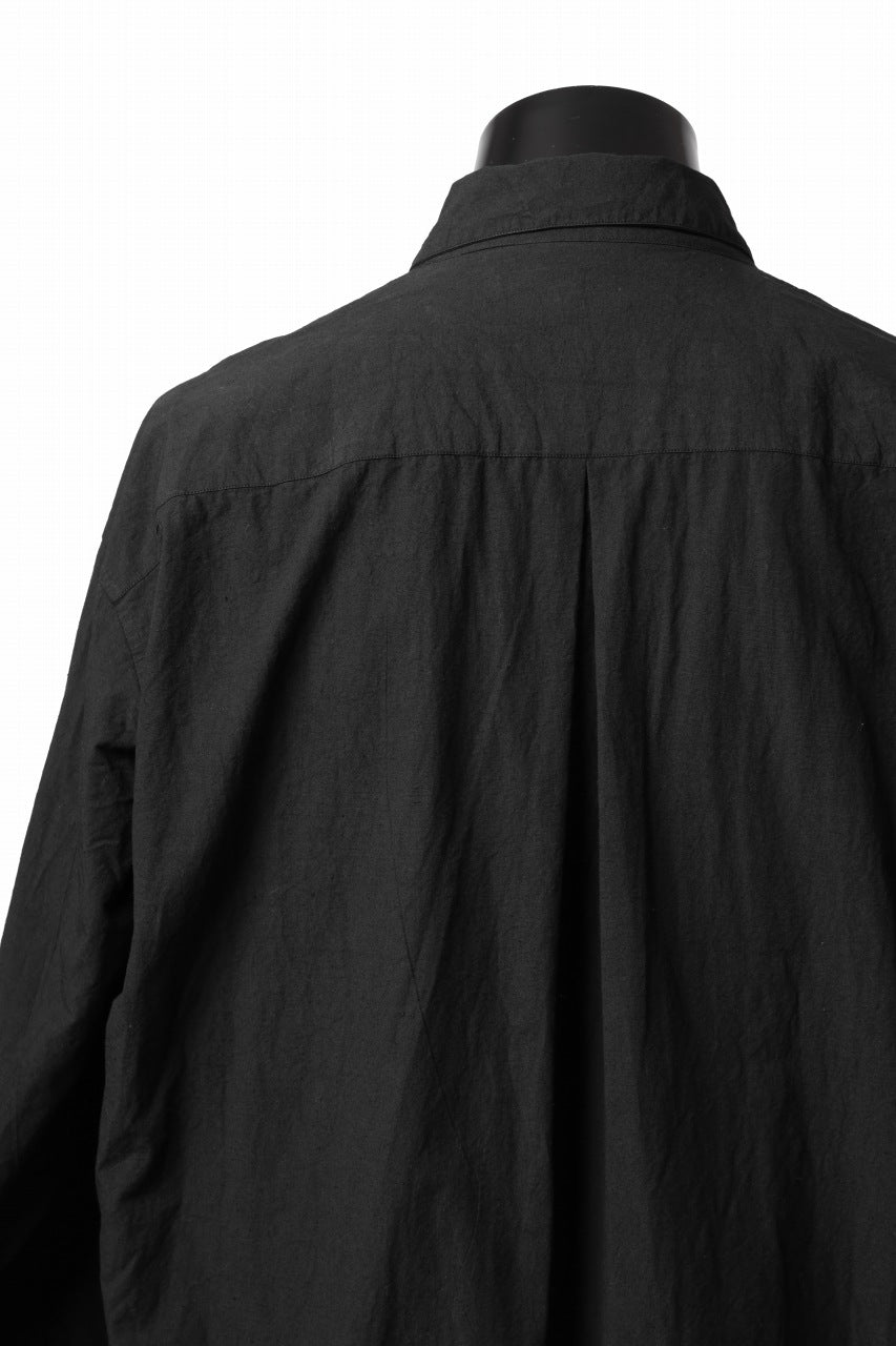 画像をギャラリービューアに読み込む, KLASICA REGULAR COLLAR OVER SIZED SHIRT / HAND DYED COTTON-LINEN (BLACK)