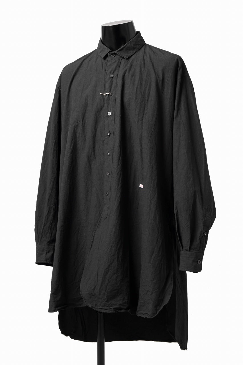 画像をギャラリービューアに読み込む, KLASICA REGULAR COLLAR OVER SIZED SHIRT / HAND DYED COTTON-LINEN (BLACK)