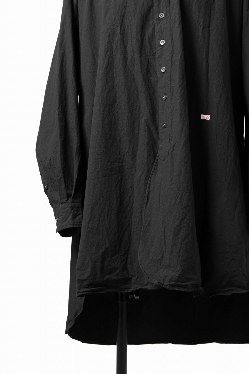 画像をギャラリービューアに読み込む, KLASICA REGULAR COLLAR OVER SIZED SHIRT / HAND DYED COTTON-LINEN (BLACK)