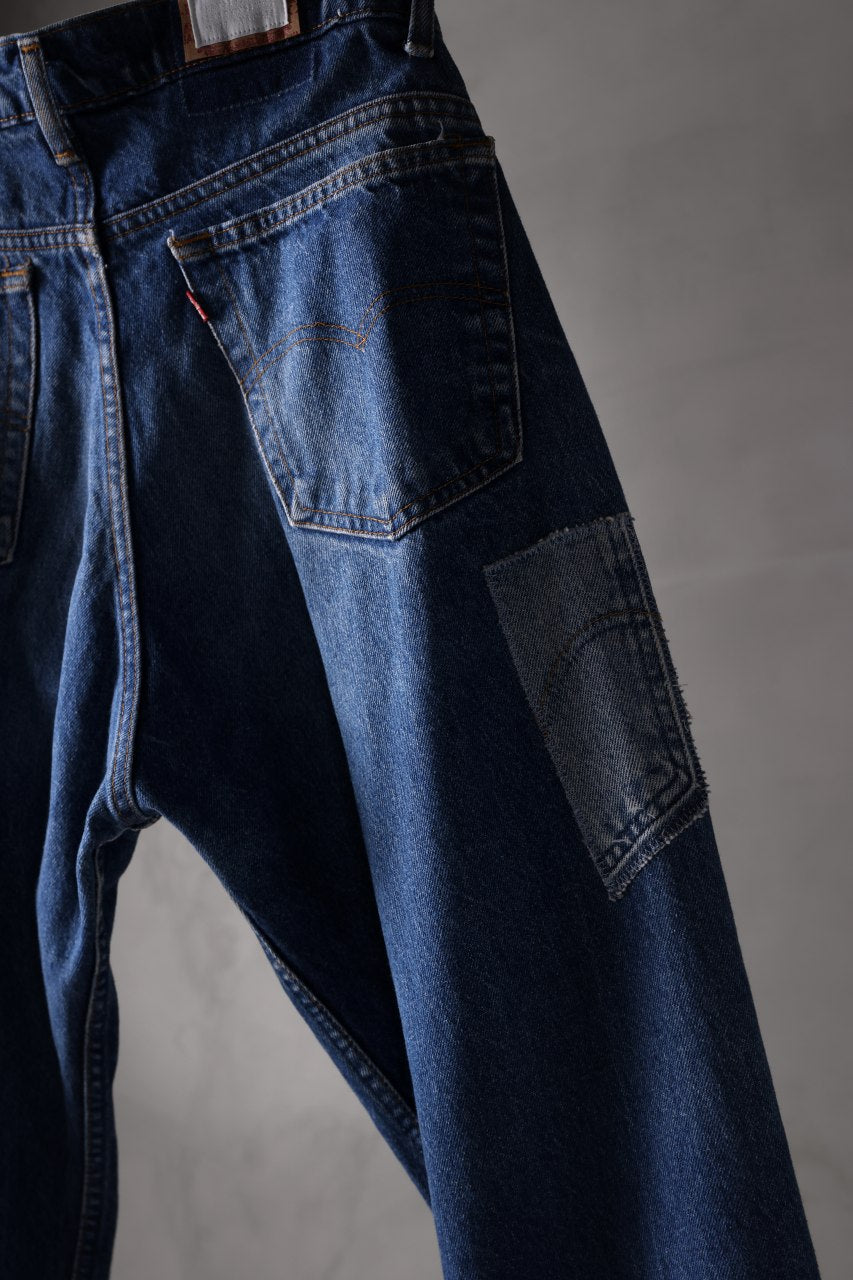 Load image into Gallery viewer, CHANGES REPRODUCT DAMAGE & PATCH DENIM PANTS (INDIGO #B)