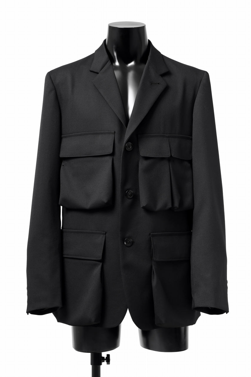 Load image into Gallery viewer, Y's BANG ON! No.163 GABARDINE SOLID POCKET JACKET (BLACK)