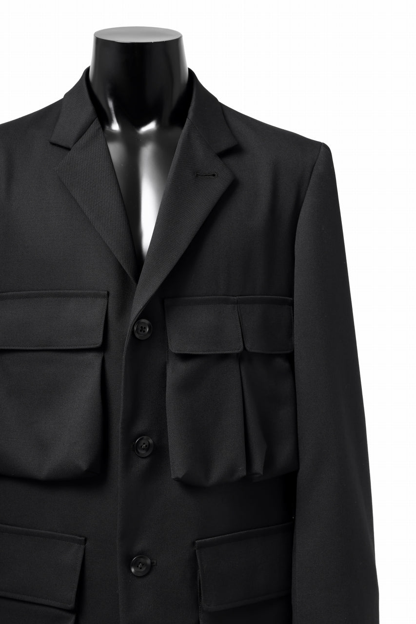 Load image into Gallery viewer, Y's BANG ON! No.163 GABARDINE SOLID POCKET JACKET (BLACK)