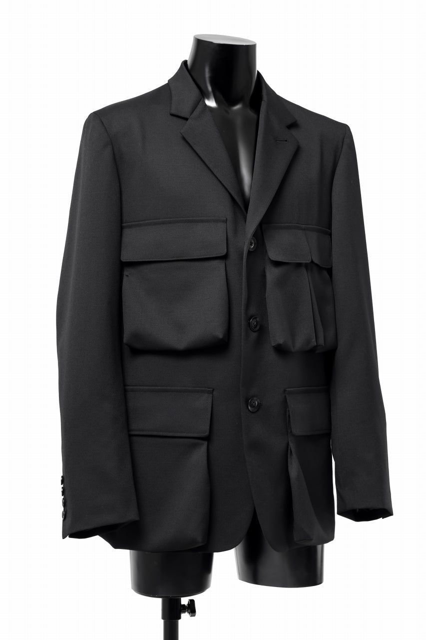 Load image into Gallery viewer, Y's BANG ON! No.163 GABARDINE SOLID POCKET JACKET (BLACK)