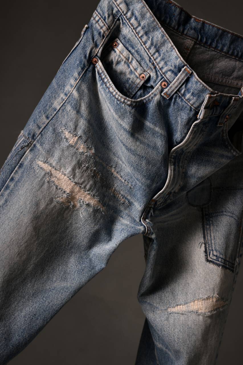 Load image into Gallery viewer, CHANGES REPRODUCT DAMAGE & PATCH DENIM PANTS (INDIGO #C)