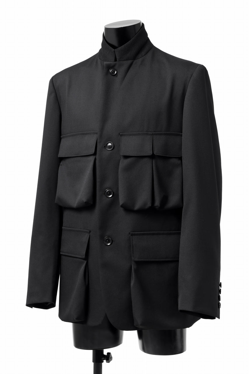 Load image into Gallery viewer, Y's BANG ON! No.163 GABARDINE SOLID POCKET JACKET (BLACK)