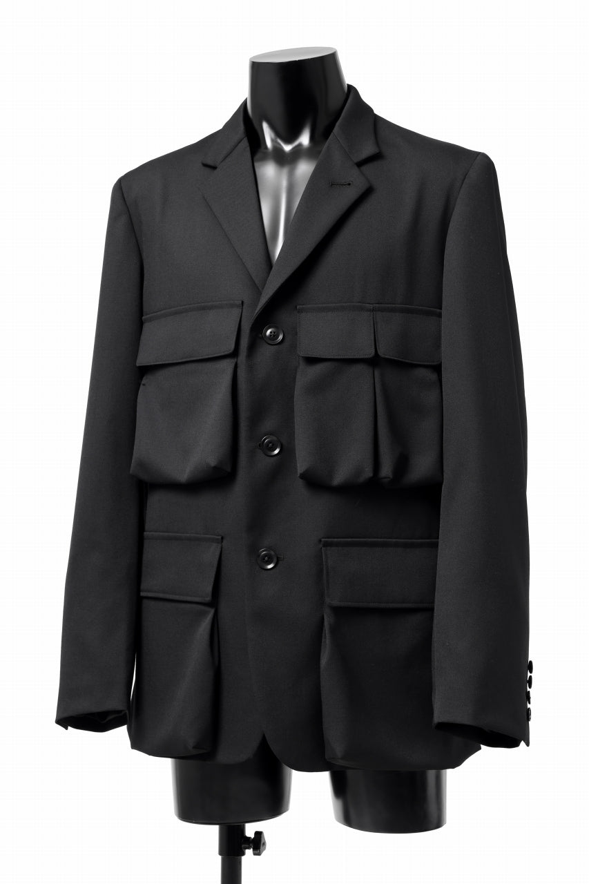 Load image into Gallery viewer, Y's BANG ON! No.163 GABARDINE SOLID POCKET JACKET (BLACK)