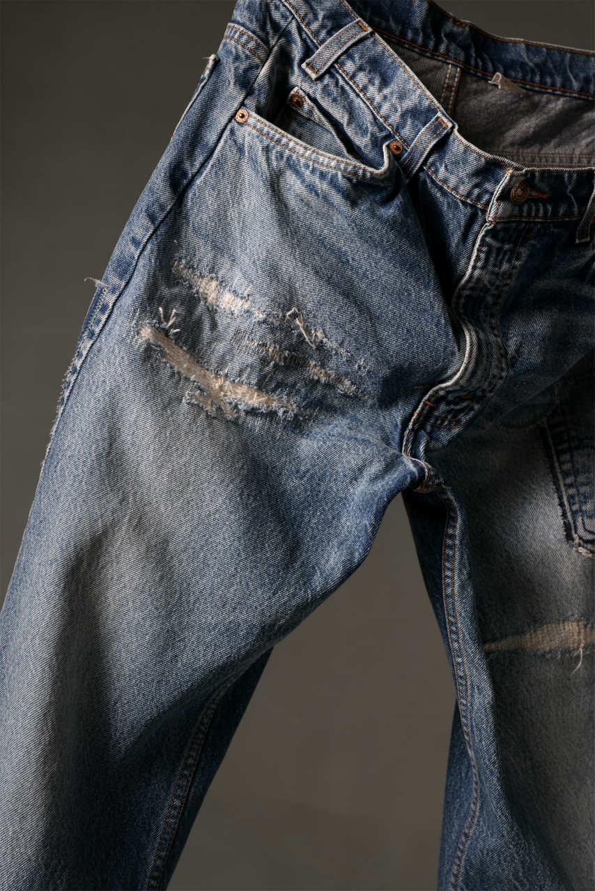 Load image into Gallery viewer, CHANGES REPRODUCT DAMAGE & PATCH DENIM PANTS (INDIGO #D)