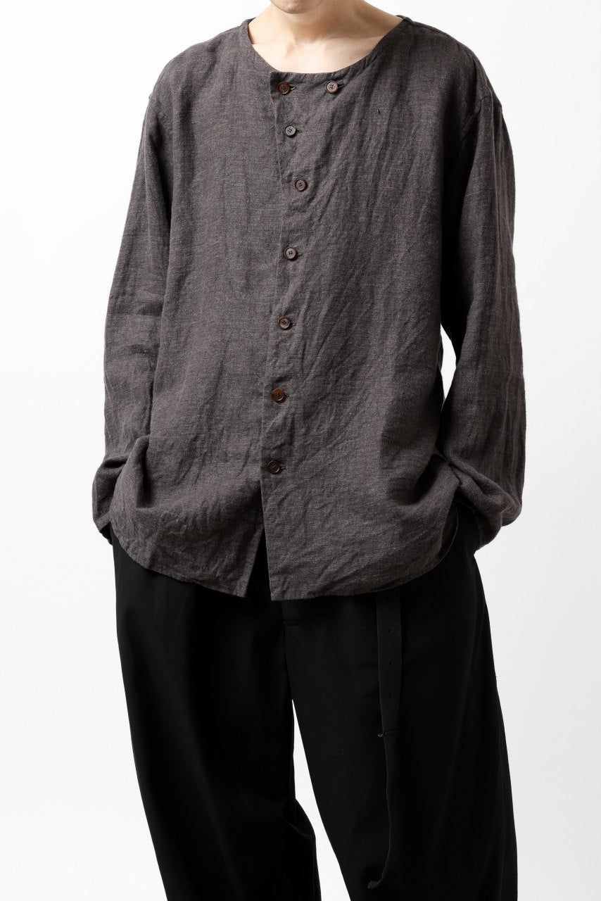 画像をギャラリービューアに読み込む, YUTA MATSUOKA exclusive round neck shirt / brushed linen canvas (brown)