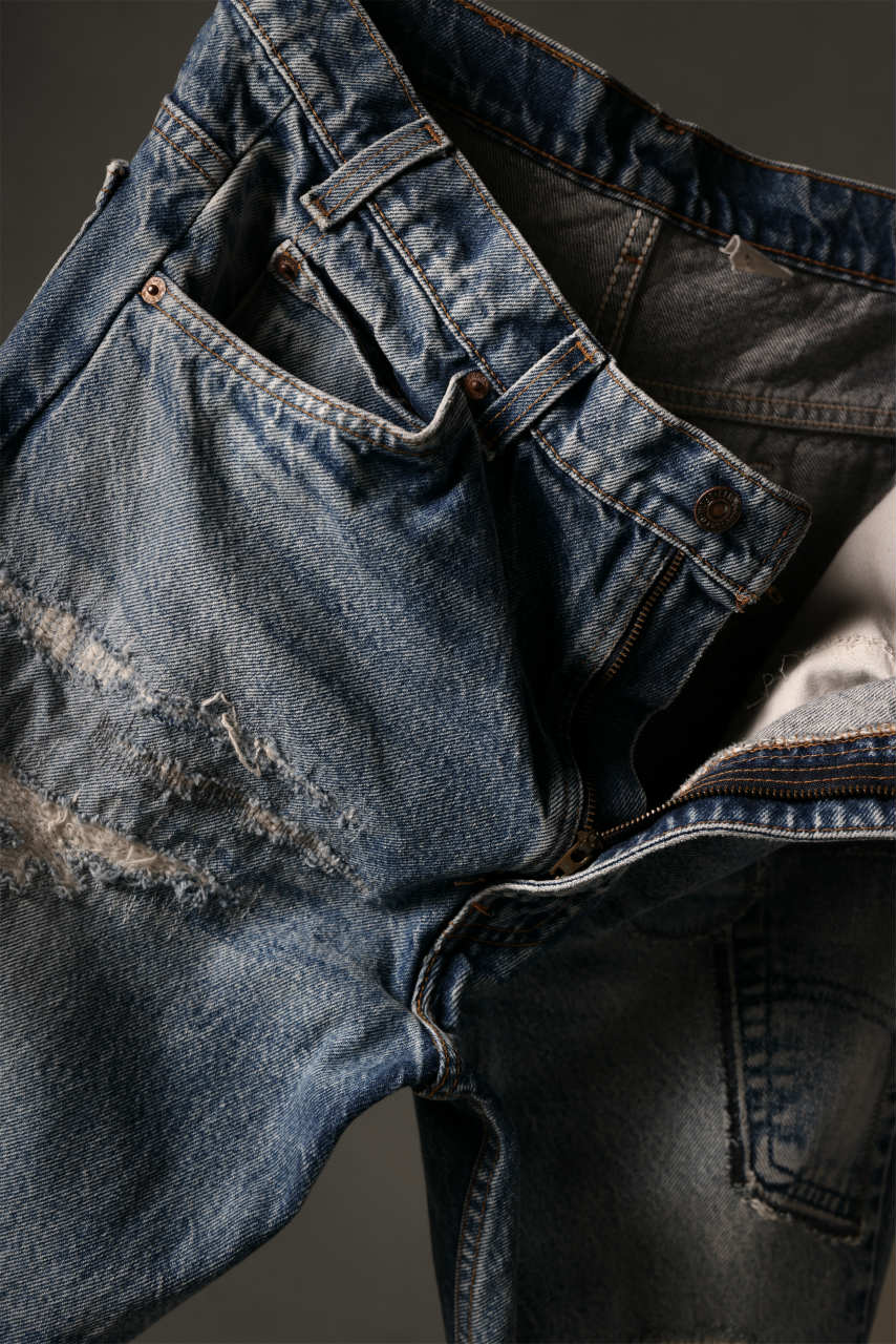 Load image into Gallery viewer, CHANGES REPRODUCT DAMAGE & PATCH DENIM PANTS (INDIGO #D)