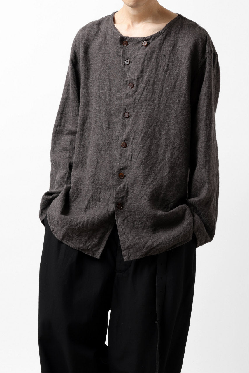 画像をギャラリービューアに読み込む, YUTA MATSUOKA exclusive round neck shirt / brushed linen canvas (brown)