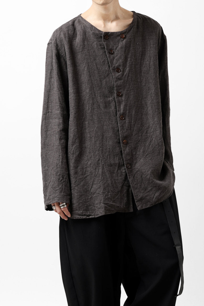 画像をギャラリービューアに読み込む, YUTA MATSUOKA exclusive round neck shirt / brushed linen canvas (brown)