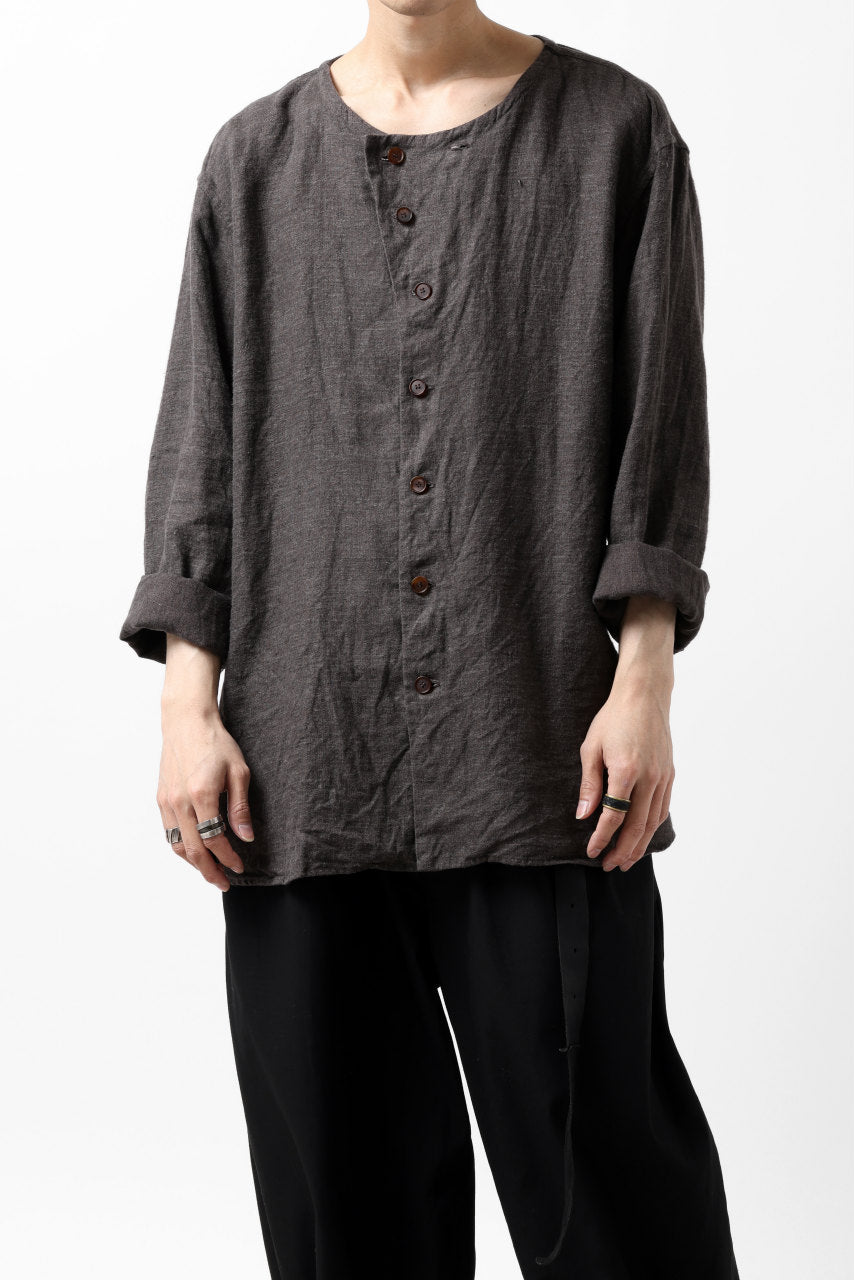 画像をギャラリービューアに読み込む, YUTA MATSUOKA exclusive round neck shirt / brushed linen canvas (brown)