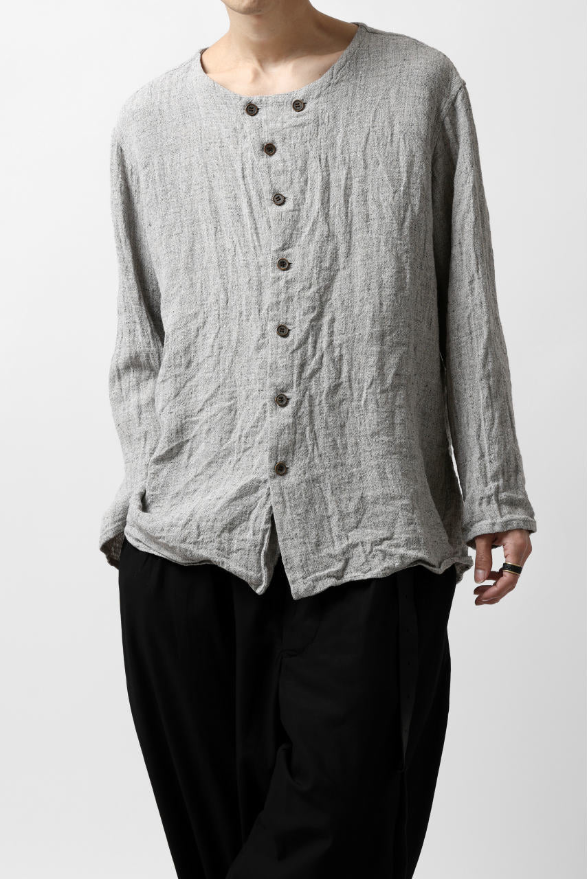 画像をギャラリービューアに読み込む, YUTA MATSUOKA round neck shirt / dead stock slab linen (light grey)