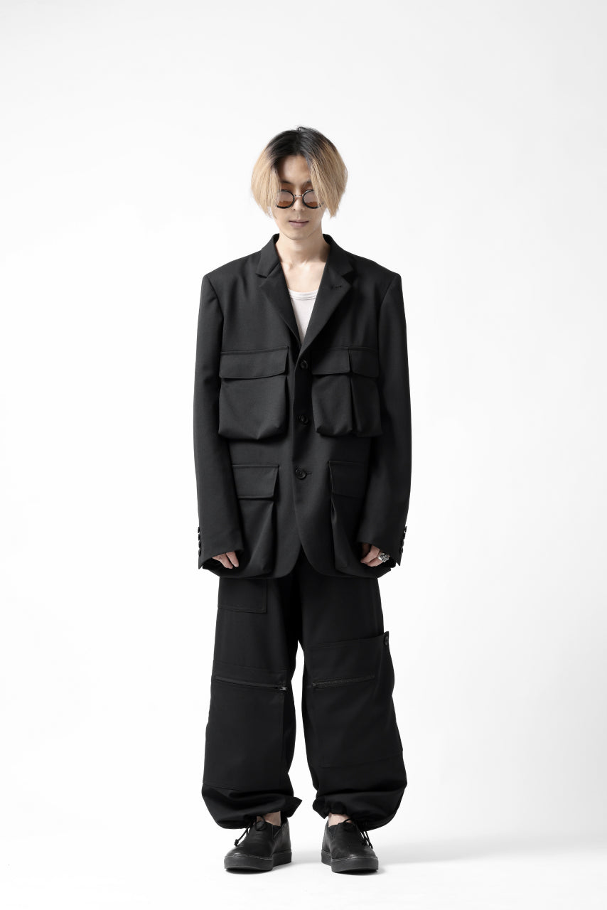 Load image into Gallery viewer, Y's BANG ON! No.163 GABARDINE SOLID POCKET JACKET (BLACK)