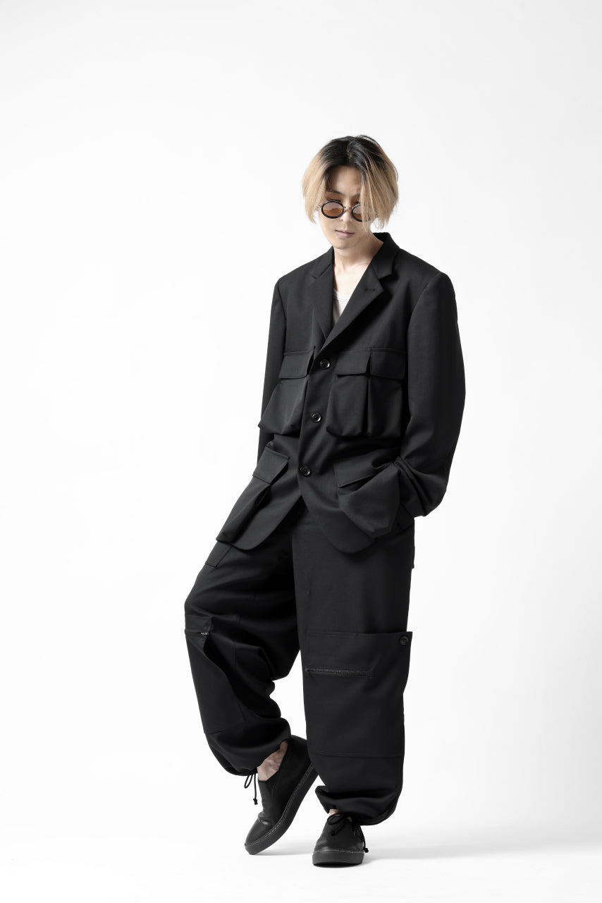 Load image into Gallery viewer, Y's BANG ON! No.163 GABARDINE SOLID POCKET JACKET (BLACK)