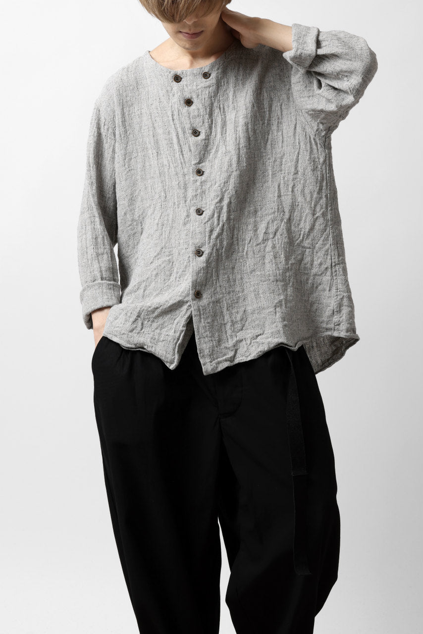 画像をギャラリービューアに読み込む, YUTA MATSUOKA round neck shirt / dead stock slab linen (light grey)