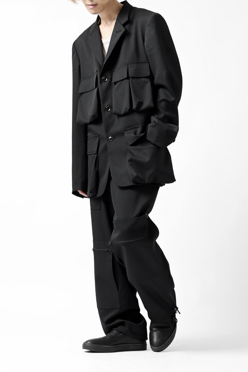 Load image into Gallery viewer, Y's BANG ON! No.163 GABARDINE SOLID POCKET JACKET (BLACK)