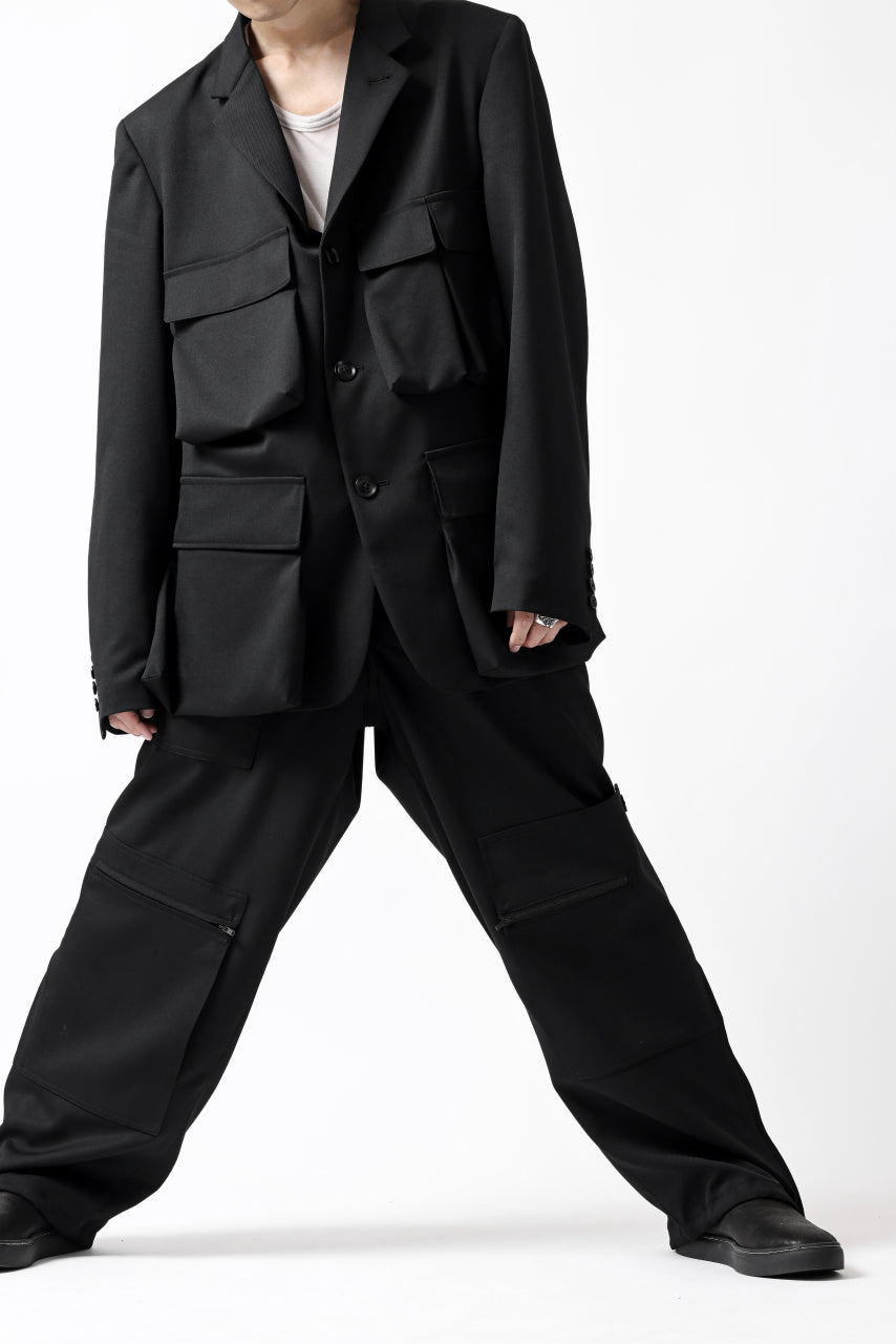 Load image into Gallery viewer, Y's BANG ON! No.163 GABARDINE SOLID POCKET JACKET (BLACK)
