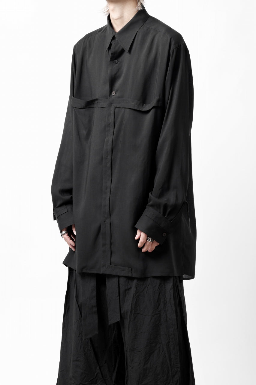 画像をギャラリービューアに読み込む, Y's TAPE FLAP POCKET SHIRT / CELLULOSE LOAN (BLACK)