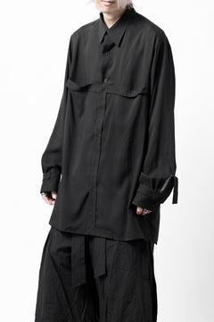 画像をギャラリービューアに読み込む, Y's TAPE FLAP POCKET SHIRT / CELLULOSE LOAN (BLACK)