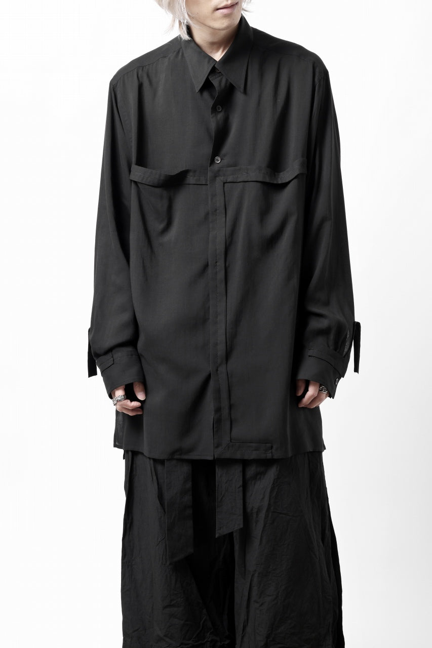 画像をギャラリービューアに読み込む, Y's TAPE FLAP POCKET SHIRT / CELLULOSE LOAN (BLACK)