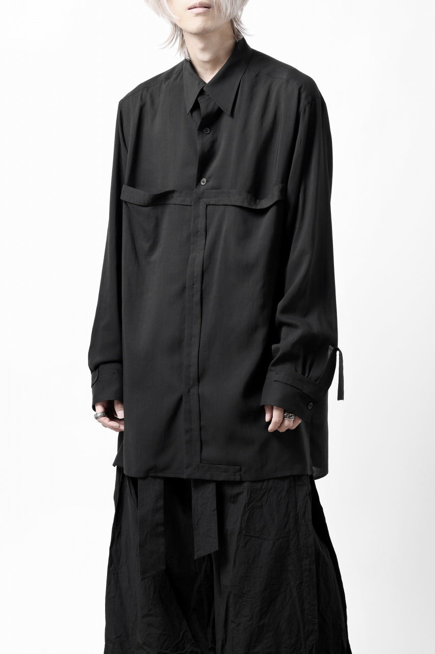 画像をギャラリービューアに読み込む, Y's TAPE FLAP POCKET SHIRT / CELLULOSE LOAN (BLACK)