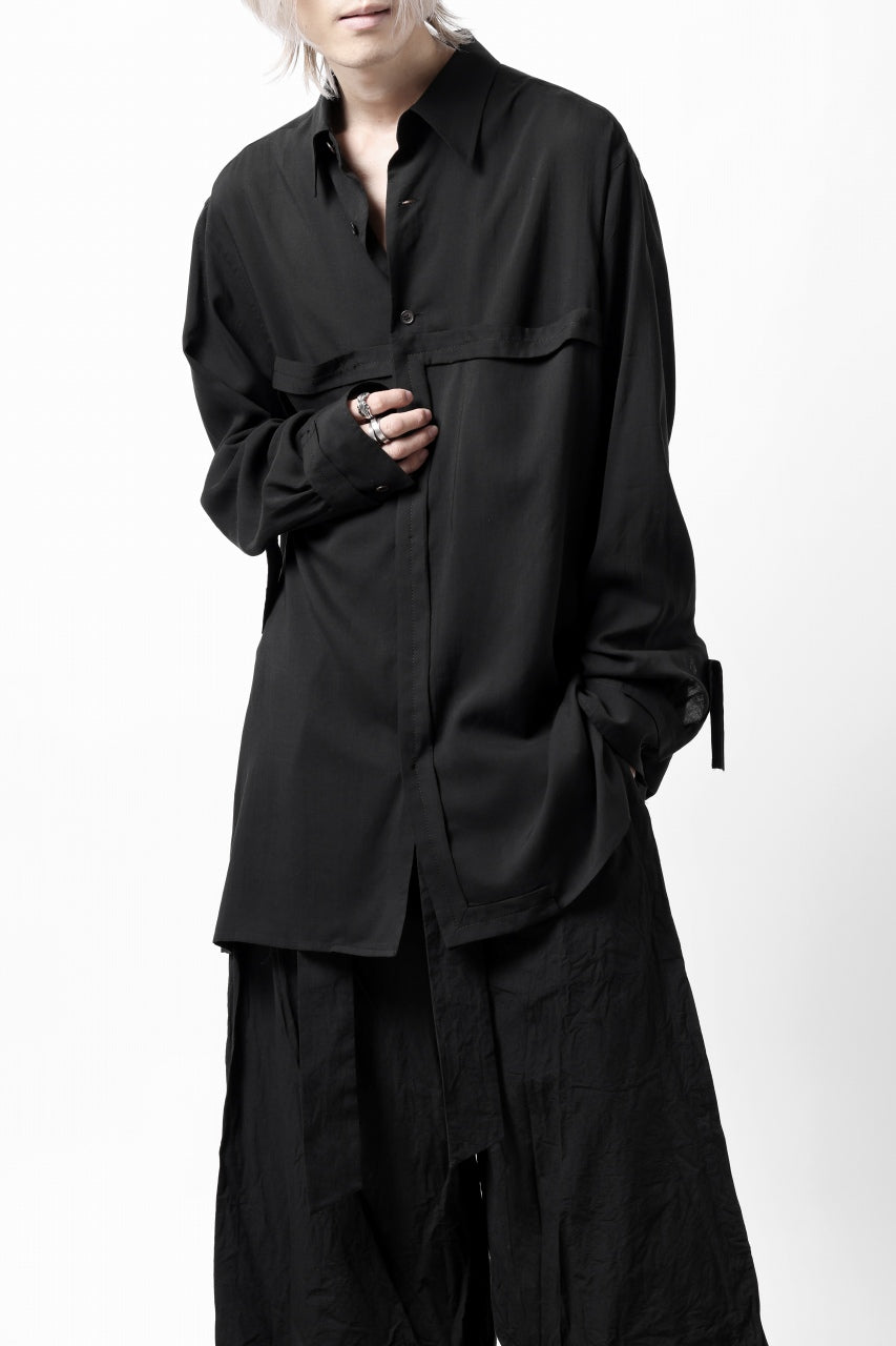 画像をギャラリービューアに読み込む, Y's TAPE FLAP POCKET SHIRT / CELLULOSE LOAN (BLACK)
